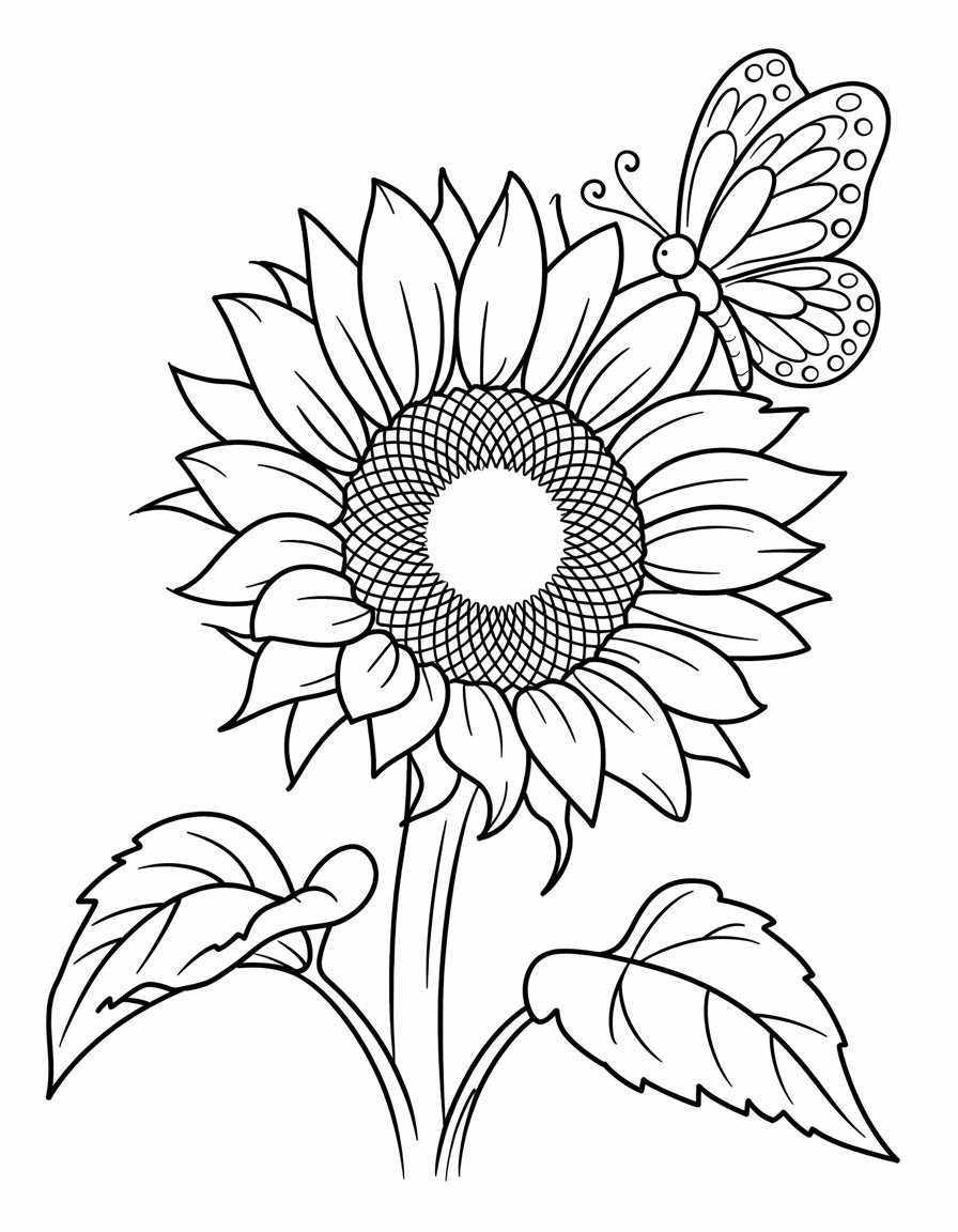Sunflower with Butterfly